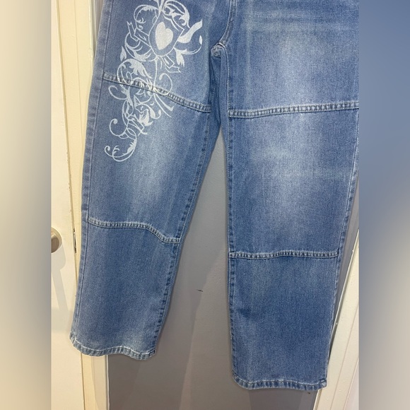 90’s Style Print Low Rise Denim Jeans - Picture 3 of 6